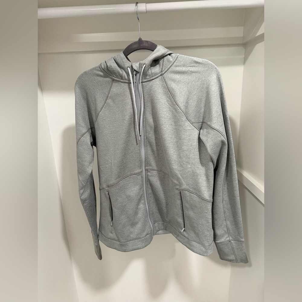 Athleta fleece lined unstoppable full zip hoodie grey size M - Picture 2 of 5